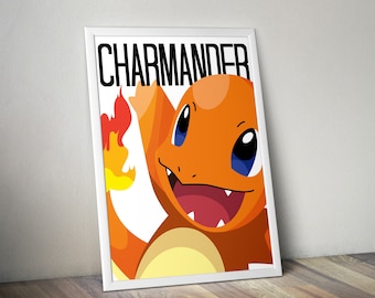 Afdrukbare poster Charmander: vectorafbeeldingen, anime-fanart (pdf 11 x 14 inch)