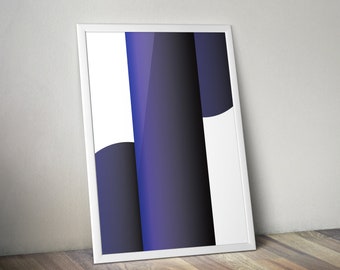 Print abstracte blauwe vormen - moderne muurkunst (digitale download)