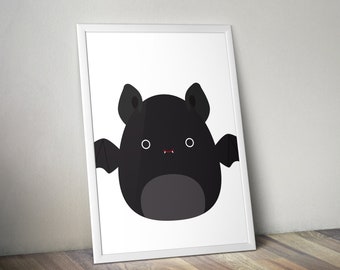 Squishmallow-vleermuisposter - Halloween-vectorafbeeldingen (digitale download)