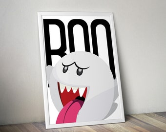 Boo-poster: Super Mario-fanart, decor slaapzaal (afdrukbare pdf (11 x 14 inch))