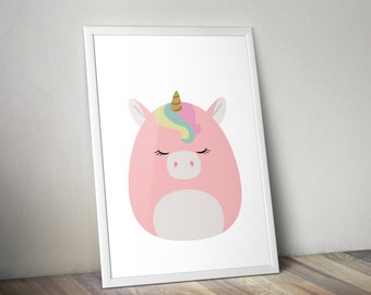 Squishmallow-eenhoornposter - kawaiikunst 11 x 14 (digitale download)