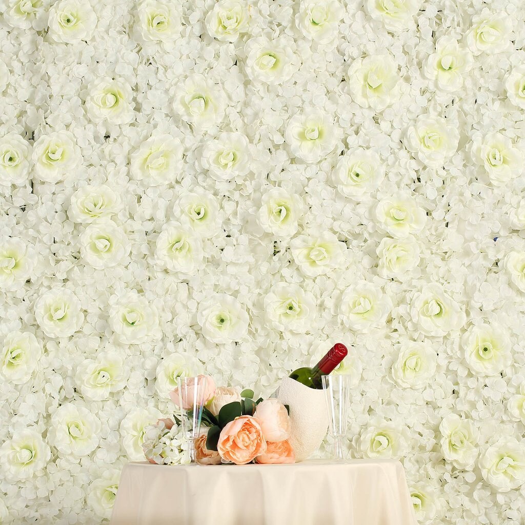 8 FOOT WALL Ivory Rose Flower Wall Cream Hydrangeas Artificial Etsy