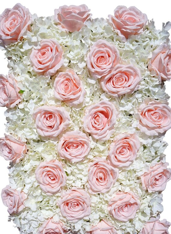 Blush Fleur Blanche Roses Roses Hortensias Fleur Artificielle Mur Décoration Fleur Fausse Verdure Fleur Carré Rose De Mariage En Gros