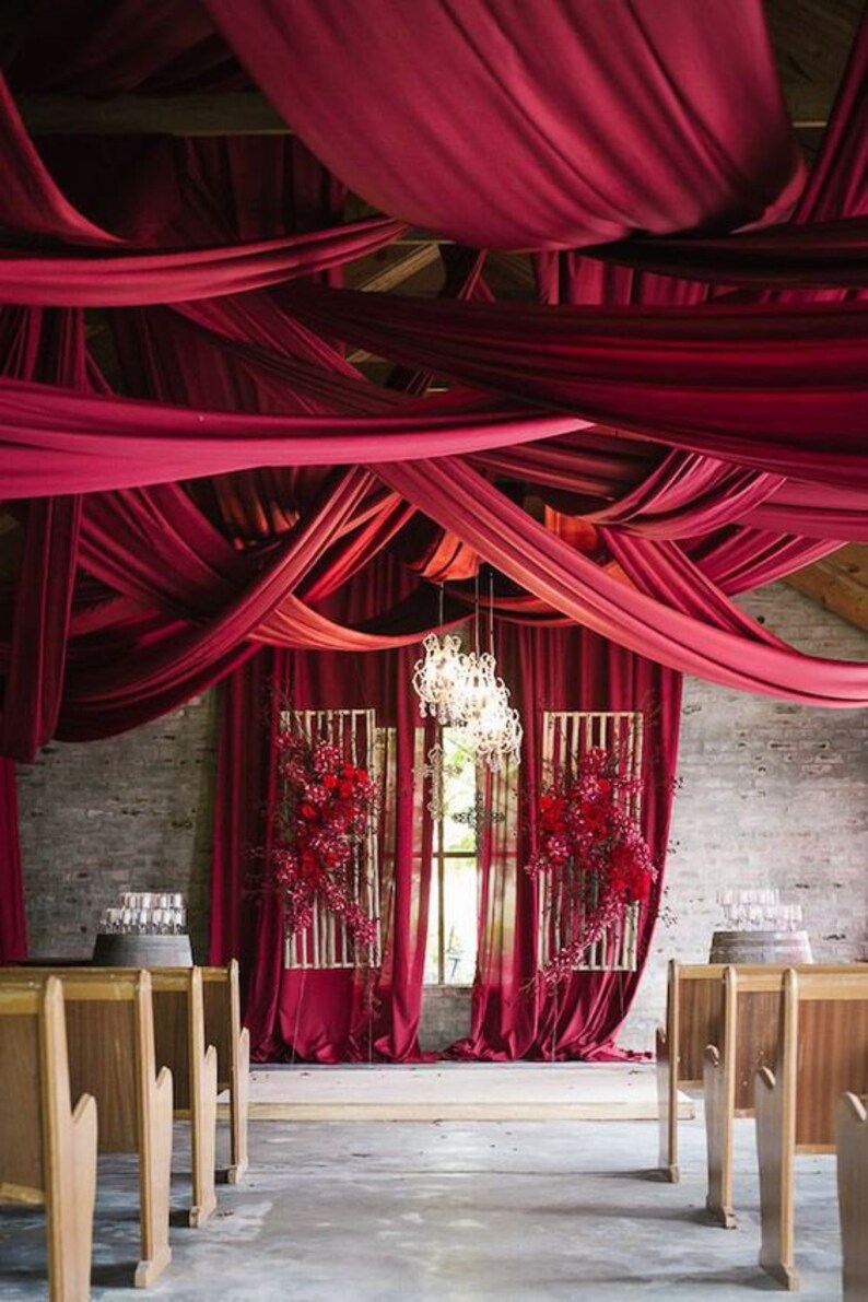 60 Wide 10 Yards Wine Chiffon Fabric Drape Drapery Etsy