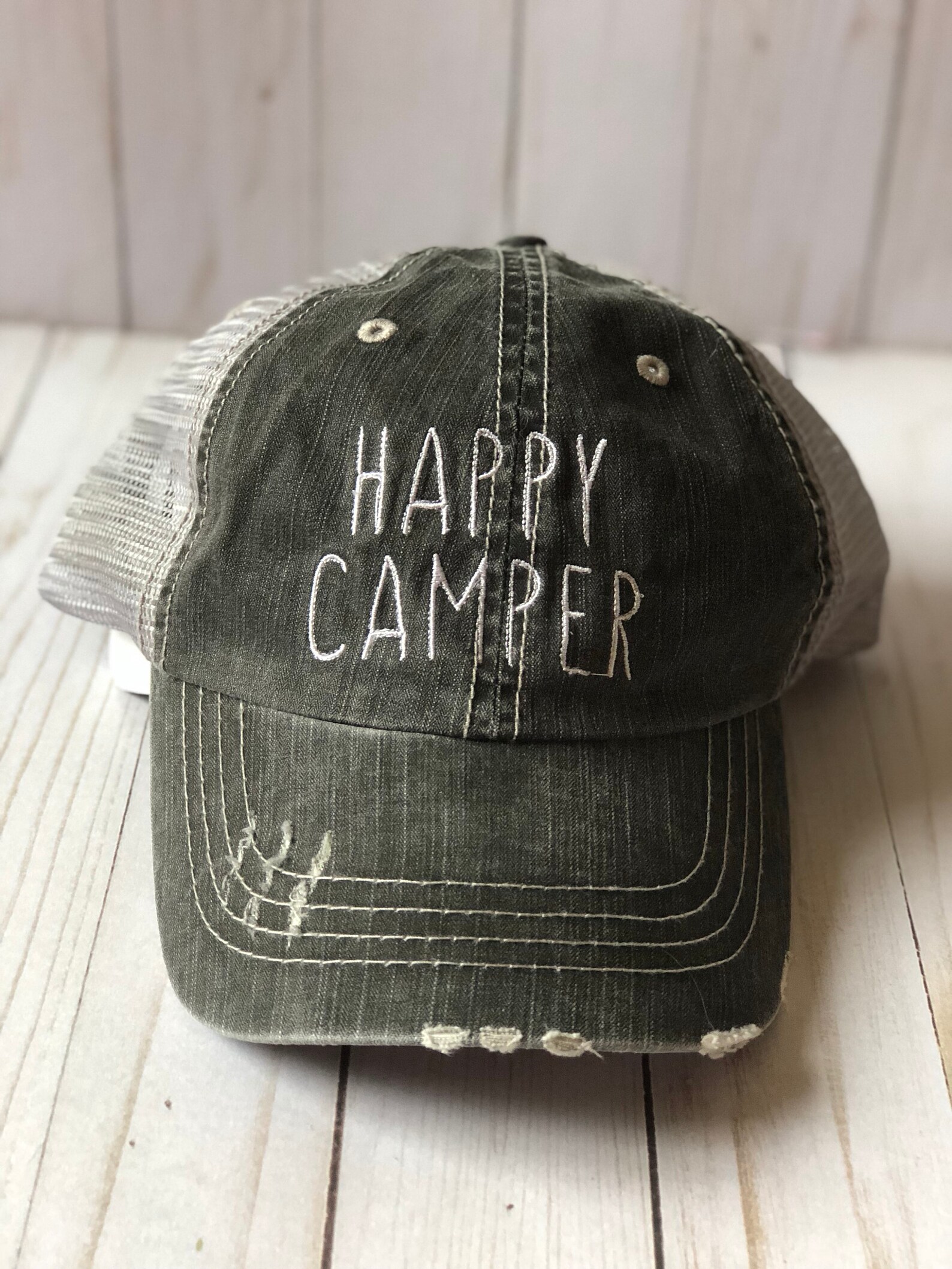 Happy Camper Trucker Hat Mesh Women Trucker Relax Trucker Bad Etsy
