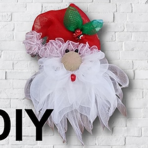 Santa Claus wreath TUTORIAL, DIY craft projects Christmas Holiday Wreath easy tutorial large wreath, ChantybyChanty