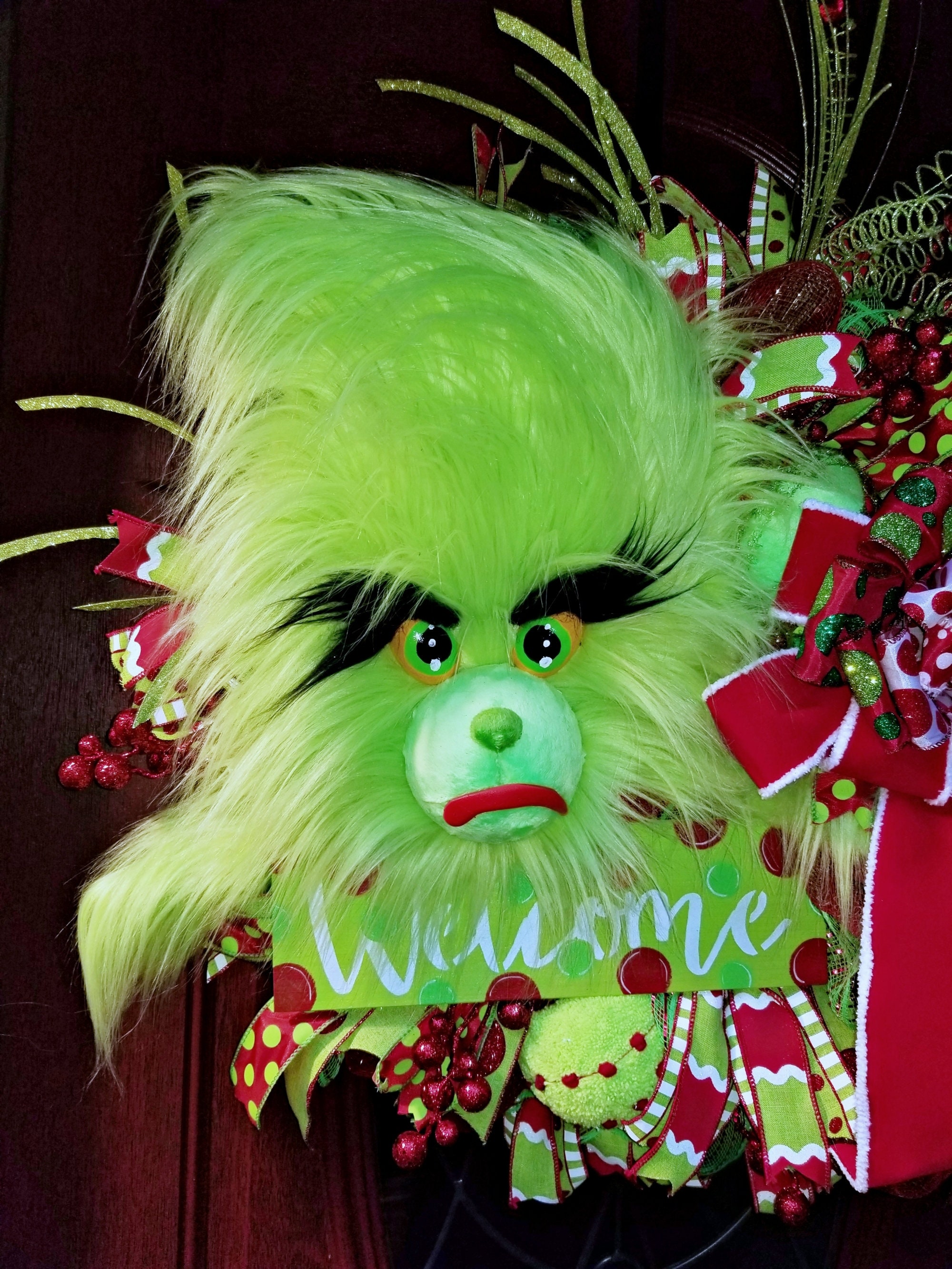 Green Monster Christmas Wreath Holiday Wall Hanger Tuition Va