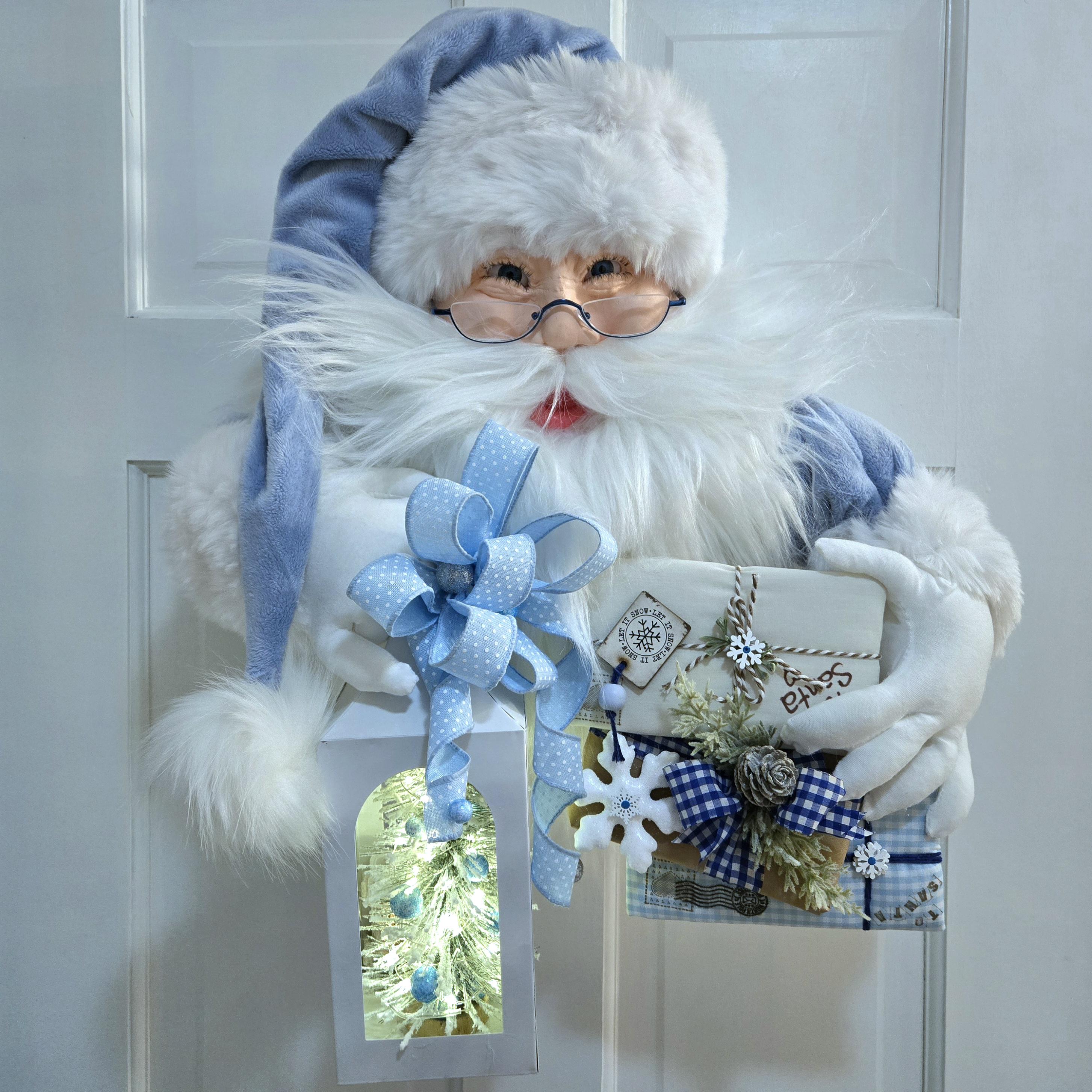 Large Santa Claus Wreath Attachment, Handmade Christmas Door Decor