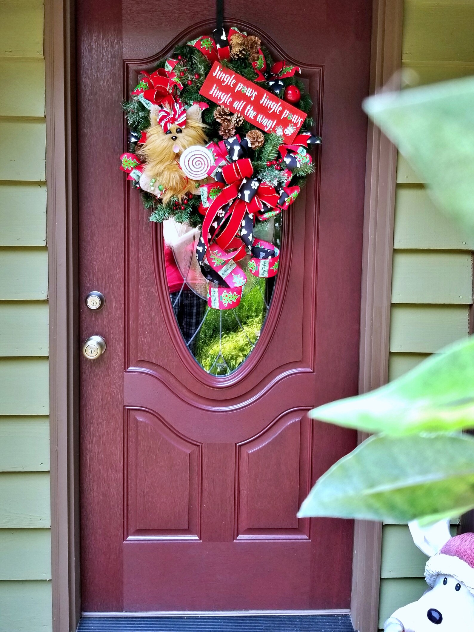 Dog Wreath Christmas Holiday greeting customized Puppy Wall | Etsy