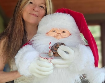 Large Santa Claus Wreath Attachment, Handmade Christmas Door Decor, Hand Sculpted Santa, Unique Holiday Decoration, PRE-ORDER 2026