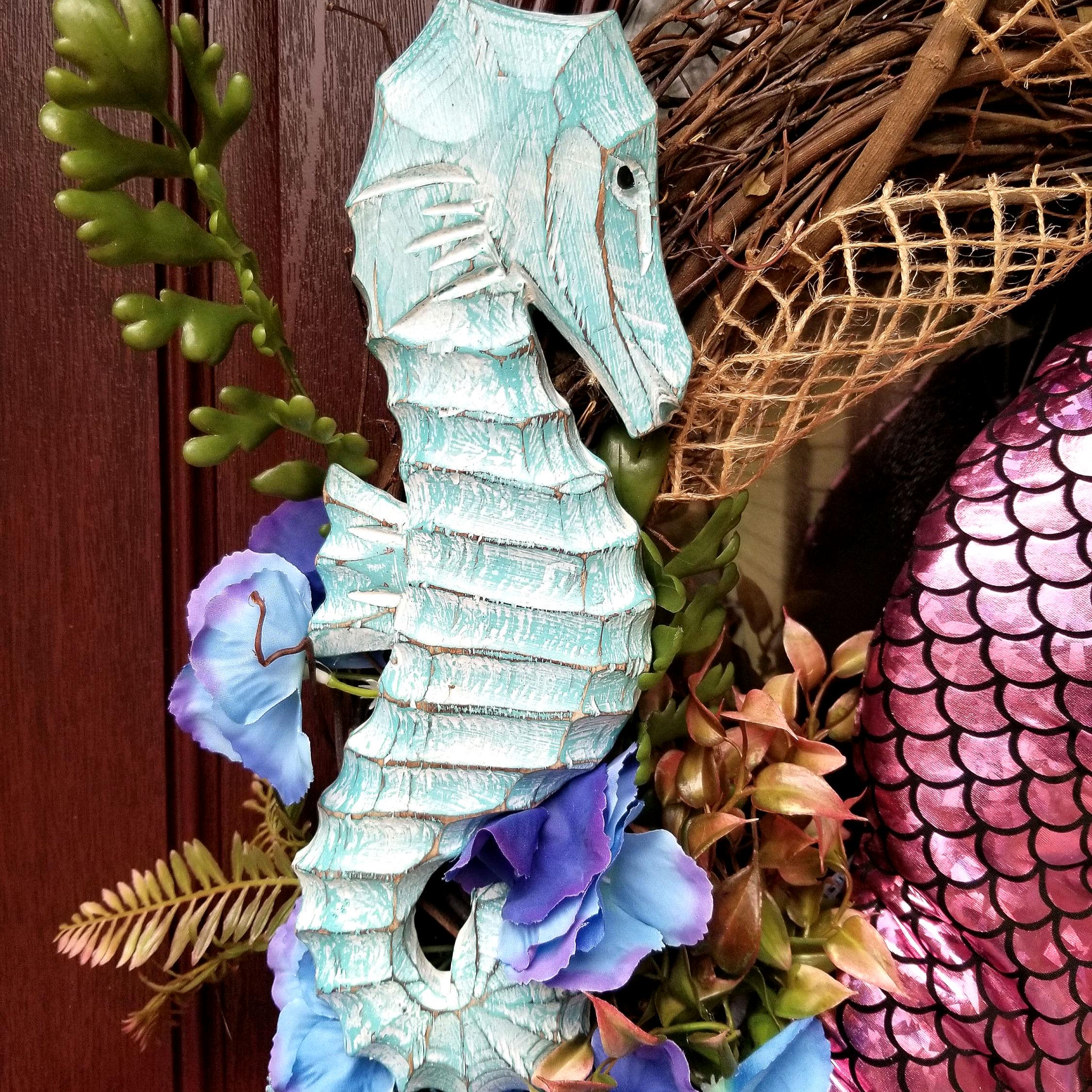 Large Coastal Mermaid Wreath, Beach Front Door Wreath, Nautical Summer ...
