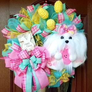 Maltese Spring Easter Wreath, ChantybyChanty