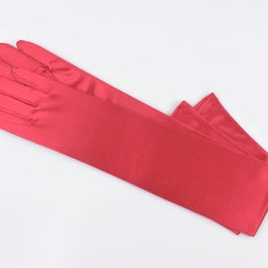 Red classic Adult size Opera Length Stretch Satin Gloves / Bridal gloves / Evening gloves / Red Stretch Satin gloves
