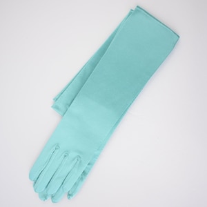 22 inch Aqua Blue Stretch Satin gloves / Bridal gloves / long full finger Wedding gloves / Evening gloves / Opera Gloves