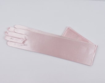 22", 18", 14 1/2"or 9" Lt Pink/Baby pink Stretch Satin Gloves Classic Adult size Opera Length Stretch Gloves /Bridal gloves / Evening gloves