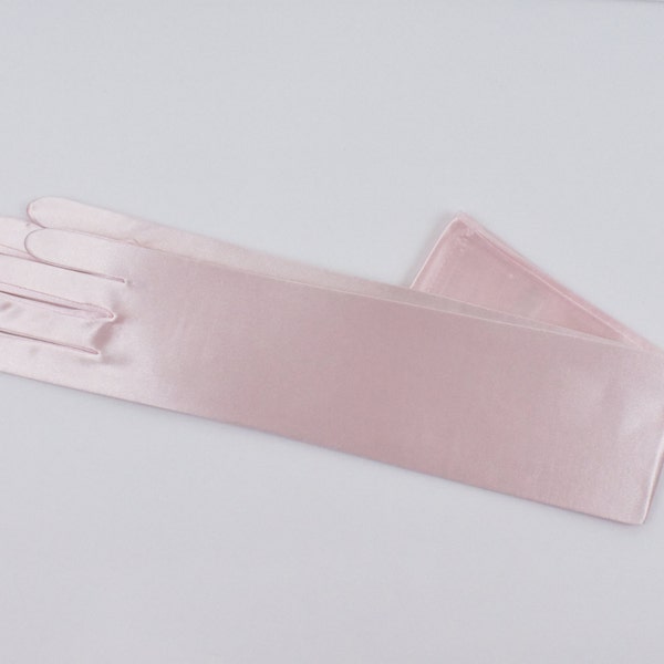 22", 18", 14 1/2"or 9" Lt Pink/Baby pink Stretch Satin Gloves Classic Adult size Opera Length Stretch Gloves /Bridal gloves / Evening gloves