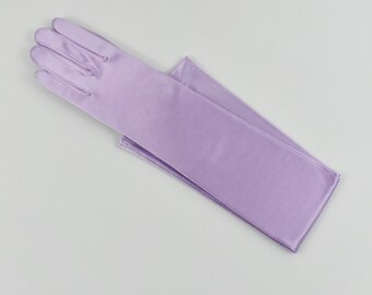 Lavender Satin Gloves / Classic Adult size Opera Length Stretch Gloves / Bridal gloves / Evening gloves