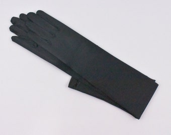 22", 18", 15", or 9" Black Stretch Satin Gloves / Classic Adult size Opera Length Stretch Gloves / Bridal gloves /Black Evening gloves