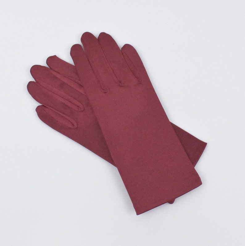 22",18", 15" or 9" Burgundy Stretch Satin Gloves, Classic Adult Size ...