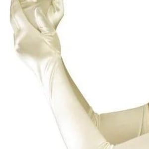 Light Ivory and Ivory 22&quot;, 18&quot;, 15&quot;, or 9&quot; Stretch Satin Gloves Classic Adult size Opera Length Stretch Gloves, Bridal gloves Evening gloves