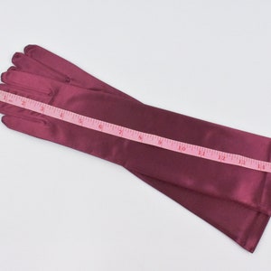 22",18", 15" or 9" Burgundy Stretch Satin Gloves, Classic Adult Size ...