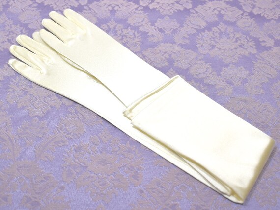 satin ivory gloves