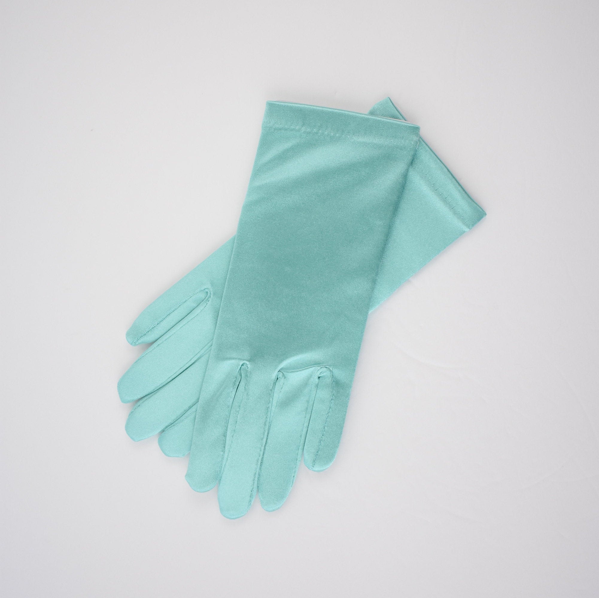 Aqua Blue Stretch Satin Gloves / Bridal Gloves / Long Full | Etsy