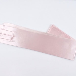 22&quot;, 18&quot;, 14 1/2&quot;or 9&quot; Lt Pink/Baby pink Stretch Satin Gloves Classic Adult size Opera Length Stretch Gloves /Bridal gloves / Evening gloves