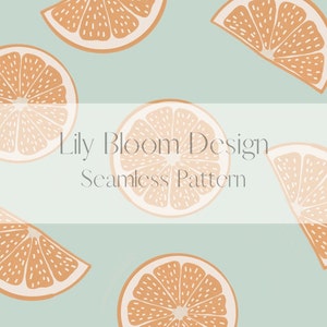 Summertime Oranges Ocean Aqua Pattern, surface pattern design, repeat pattern, digital paper, fabric design, seamless print, clip art,