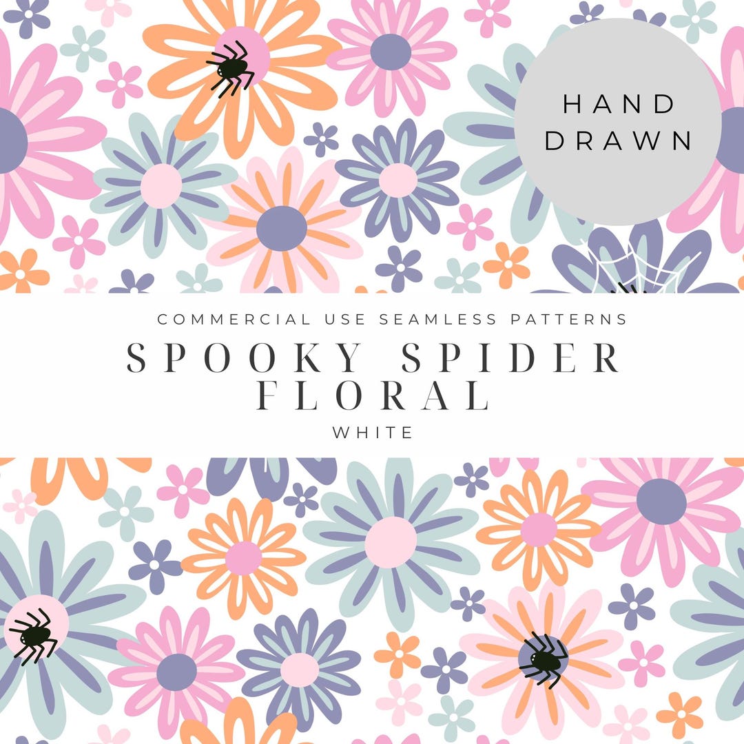 Pastel Halloween Spider Floral Seamless Pattern (digital Download) - Etsy