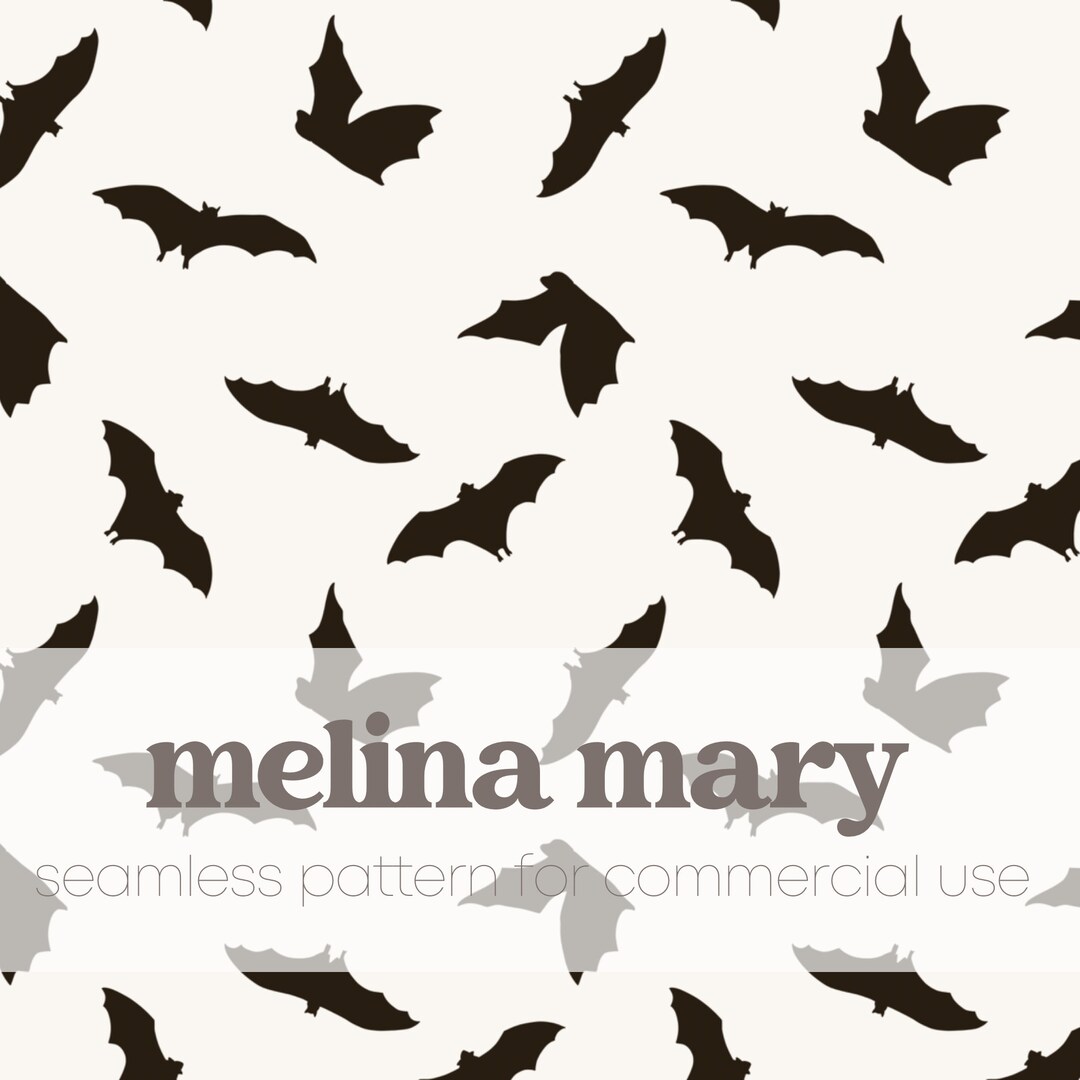Halloween Bats on Ecru Black Bats Seamless Repeat Pattern for ...