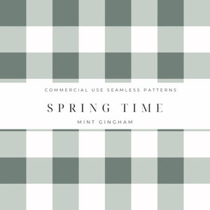Spring Time Gingham Seamless Patterns, SINGLE PATTERN, Squares, Check, Spots, Green Digital Paper Seamless Pattern