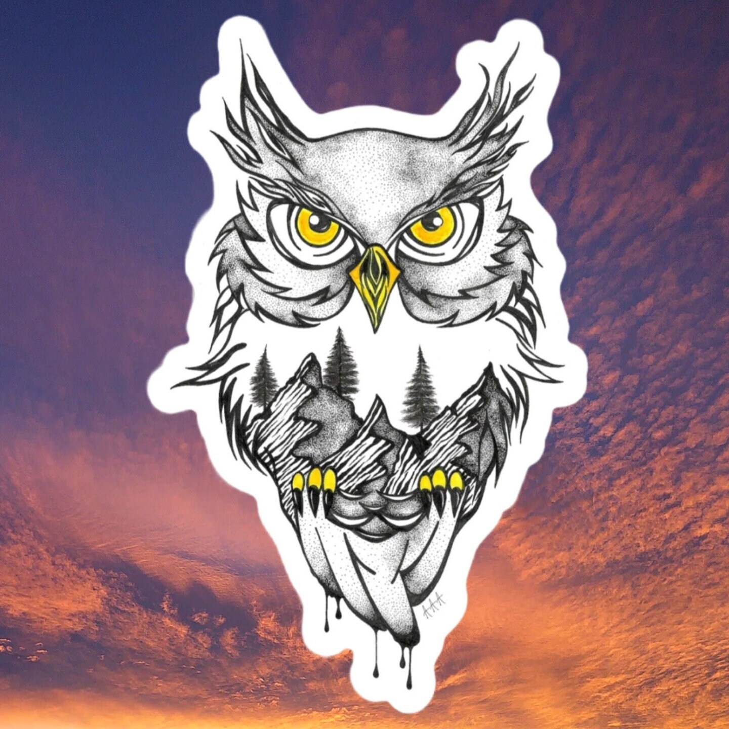 Owl Vinyl Sticker - Etsy