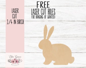 Easter Bunny Cute Wood blank for Glowforge Laser Door Hanger Wood Sign