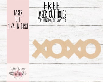 Valentines Day Wood Blank XOXO for Glowforge Laser Door Hanger Wood Sign