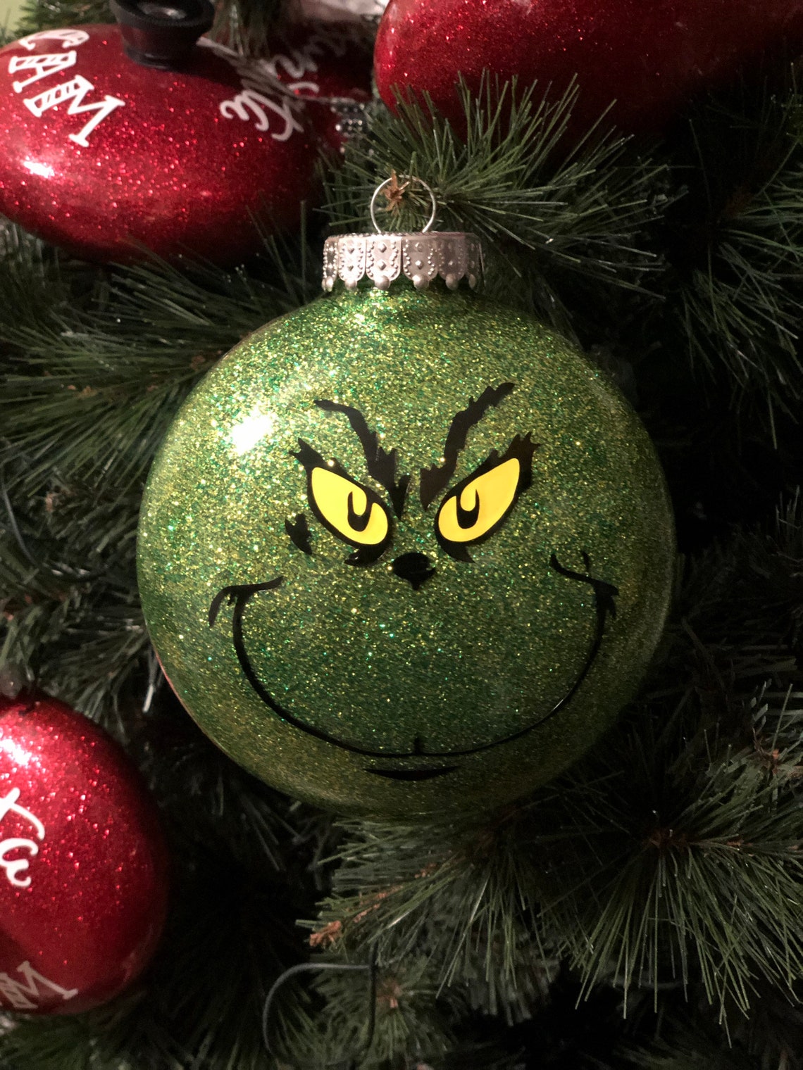 Glitter Grinch Ornament Etsy