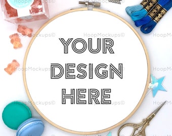 Embroidery hoop mockup | Cross stitch pattern frame mockup| Embroidery template | Embroidery frame | Embroidery Flat lay | Instant download