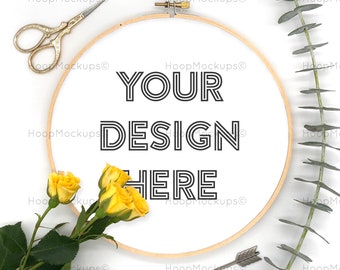Embroidery hoop mockup | Cross stitch pattern frame mockup| Embroidery template | Embroidery frame | Embroidery Flat lay | Instant download