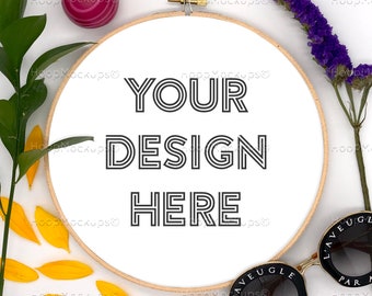 Embroidery hoop mockup | Cross stitch pattern frame mockup| Embroidery template | Embroidery frame | Embroidery Flat lay | Instant download