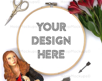 Borduurwerk hoepel mockup | Cross stitch patroon frame mockup | Borduurwerk sjabloon | Borduurwerk frame | Borduurwerk plat leggen | Instant download