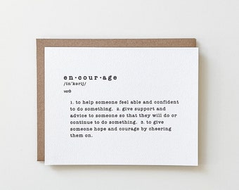 Encourage Definition card / Thank You Card / available in large quantities