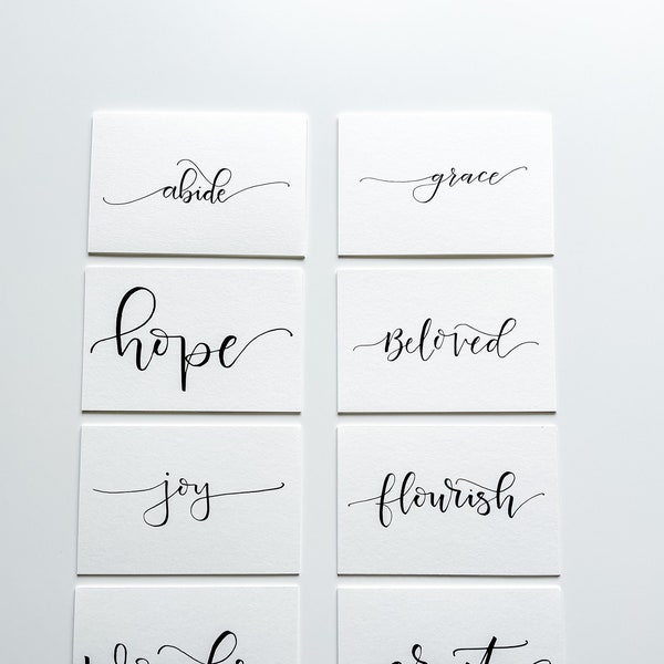 One Word prints, Word of the Year, Abide, Beloved, Create, Flourish, Grace, Joy, Wonder