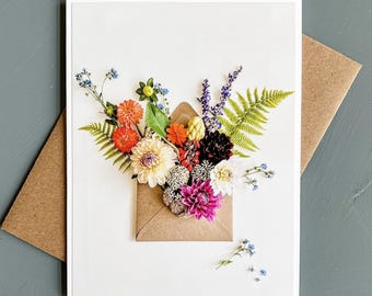 Sending  Dahlias, Dahlia note card, Dahlias in Envelope note card