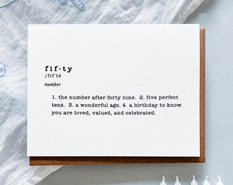 Fifty Definition Card, 50th Birthday