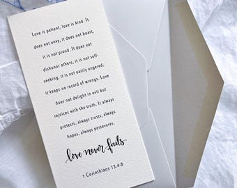 1 Corinthians 13 Card: Love Never Fails, Creamy White