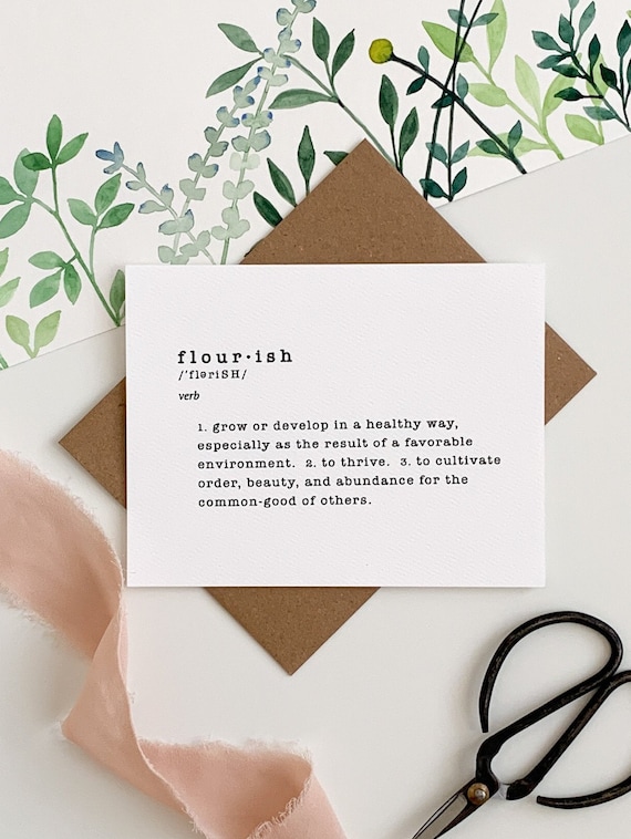 Flourish Definition Card Etsy