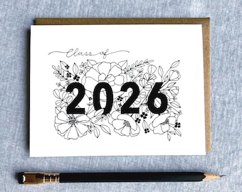2026 Floral Graduation Card, Class of 2026