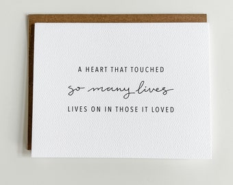 A Heart that Touched So Many Lives, Lives on in Those It Loved, Sympathy card