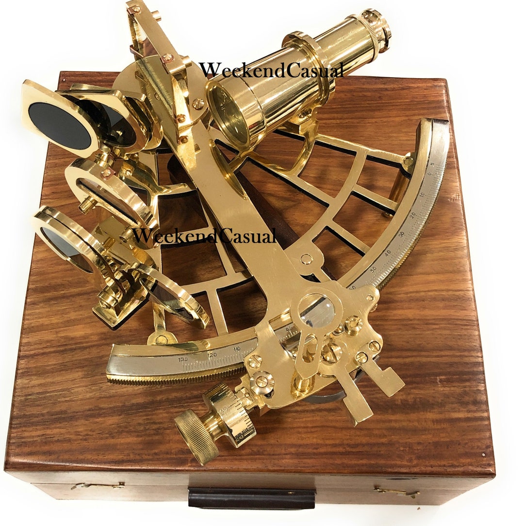 9 Nautical Marine Brass Sextant With Wooden Box,christmas Gift, Nautical  Lover's Gift,birthday Gift,graduation Gift for Kids/men's/women's 