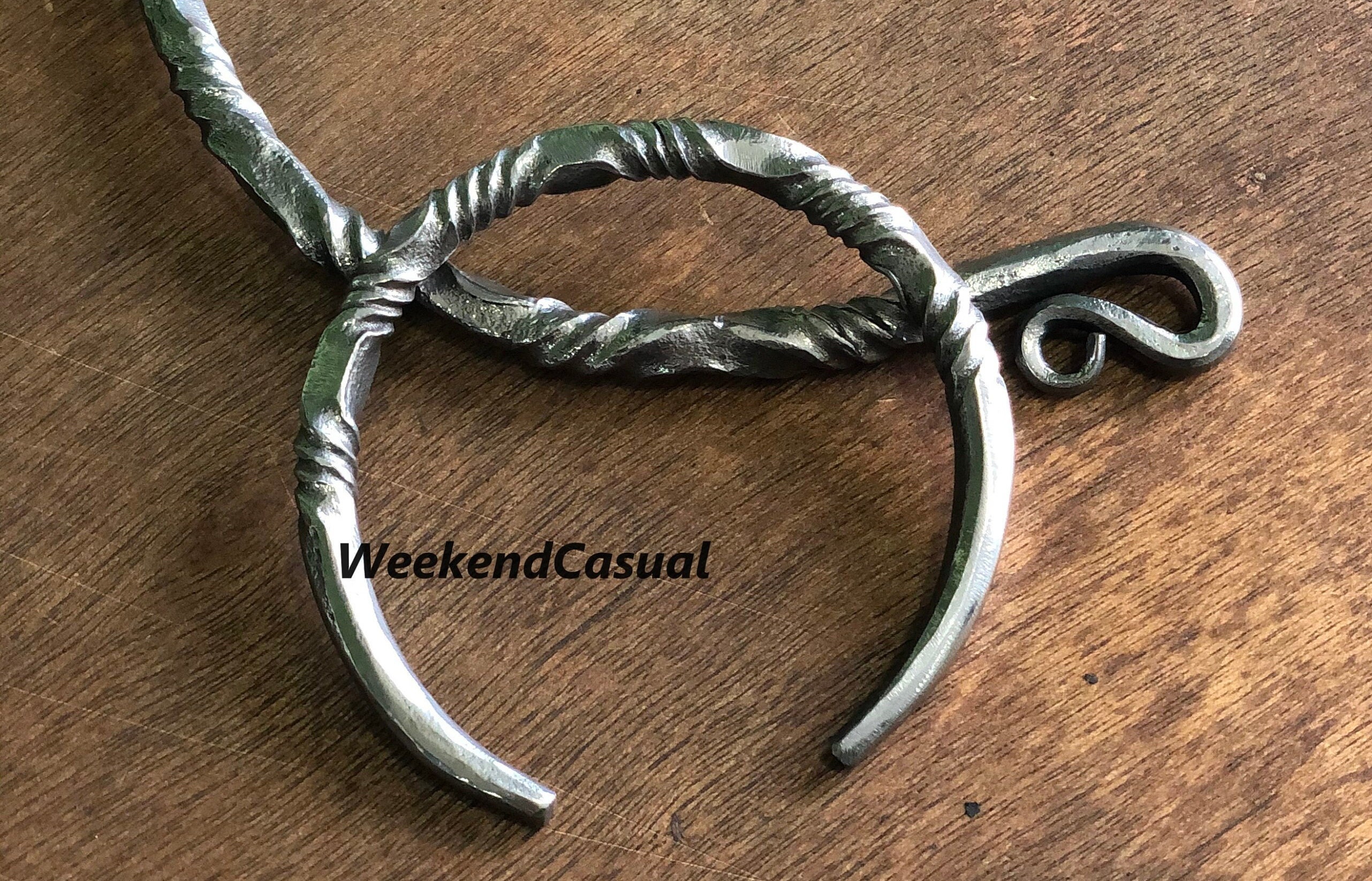 Hand Forged Handmade Iron Torc Celtic Necklace Silver Finish Medieval ...
